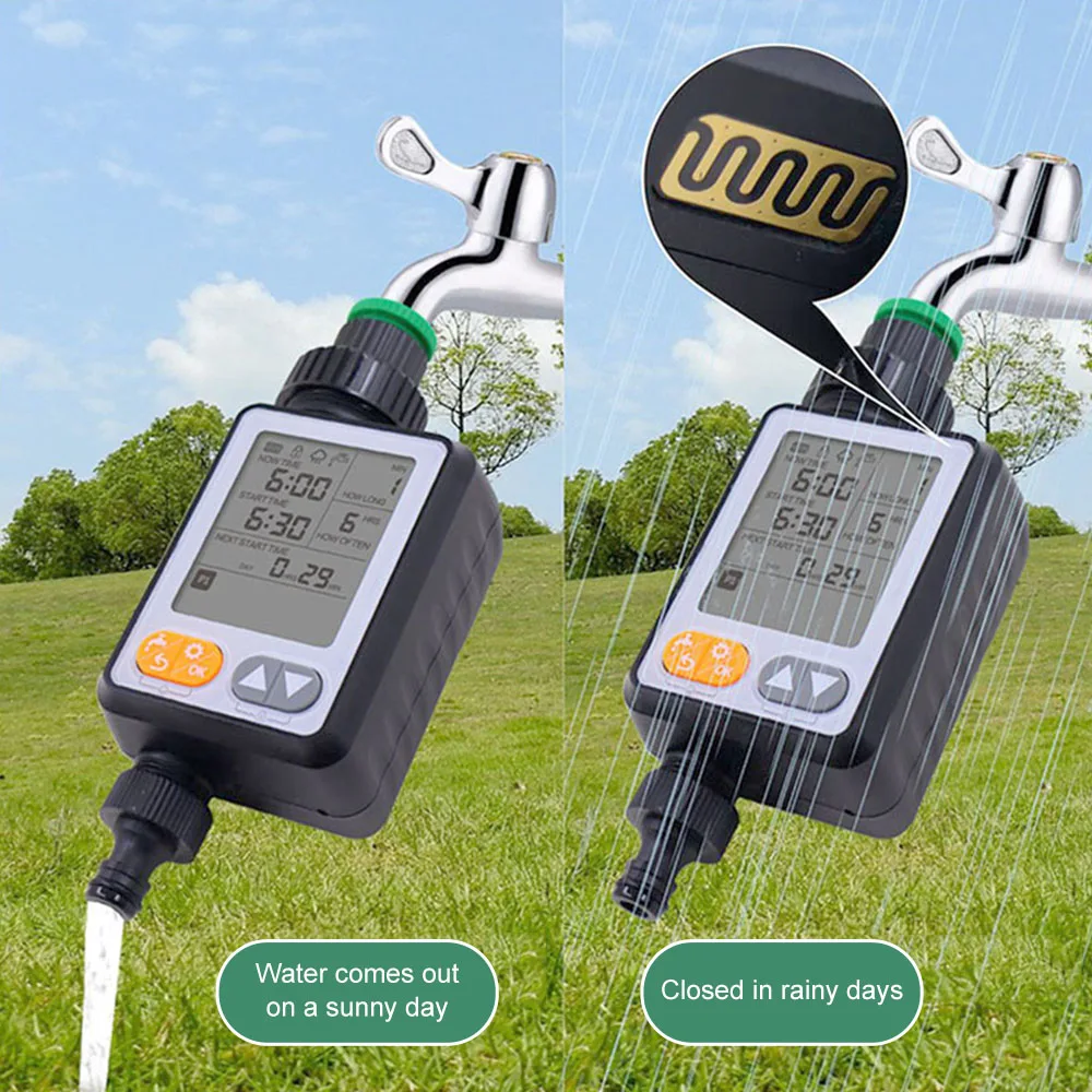 

Automatic IRRIG System Garden Water Timer With Rain Sensor Separate Timing Programs Waterproof Irrigation Controller