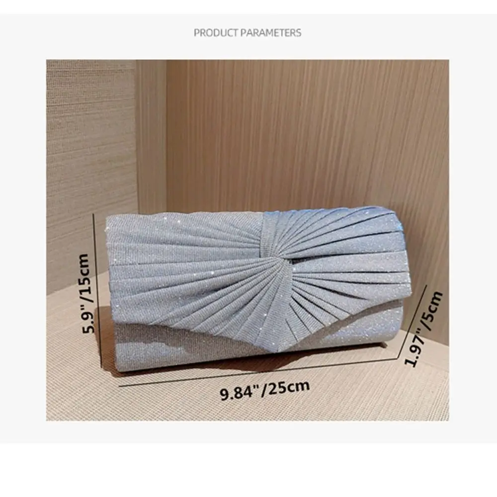 Glitter Silvery Women Sequins Clutch Evening Bags Luxury Party Dinner  Chain Shoulder Bags Female Wedding Banquet Purse Handbags