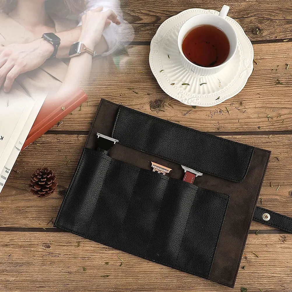 

Watch Organizer Portable Watch Pouch Made of Premium Cloth Easy-Clean Foldable Design with Press Buckle for Watches