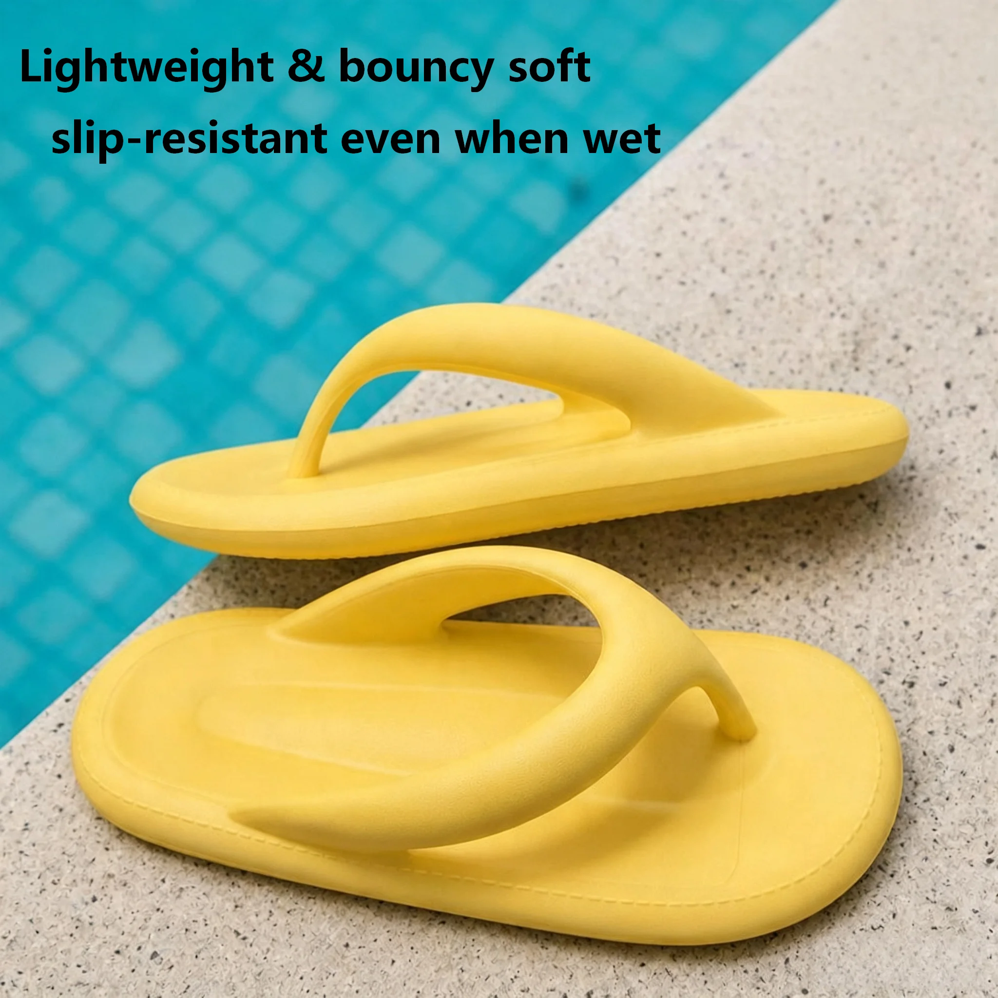 Women EVA Flip Flops Soft Cushion Rebound Thong Sandals Anti Slip Beach Bathroom Slippers Summer Candy Color Casual Walking Flip
