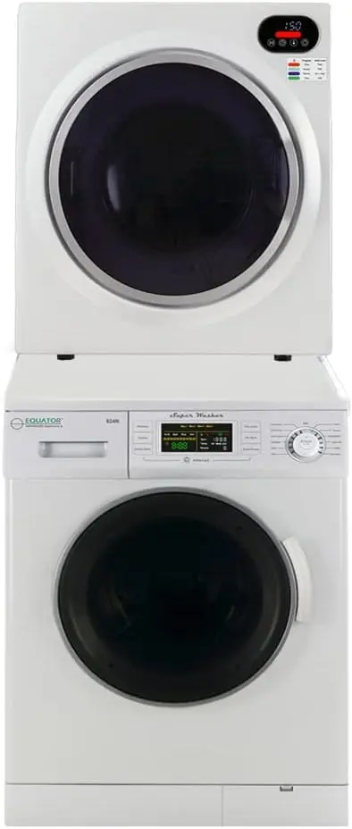 110V Digital Ultra Compact Set Washer 1.57cf+Vented Sensor Dryer 2.6cf Space-saving Stacked Washer/dryer Combination