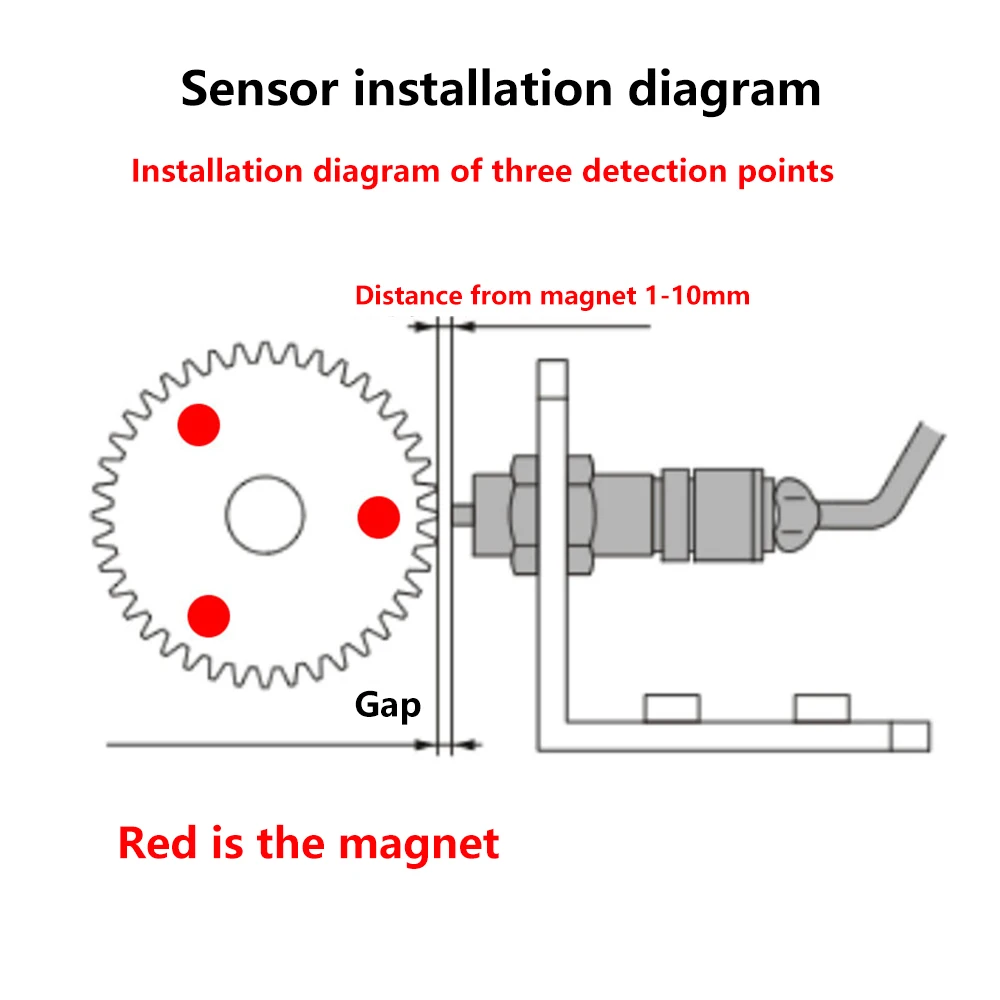 30-80000 RPM Speed Meter 4 Digit LED Counters Tachometer DC 9-24V 5A NPN Hall Switch Proximity Switch Sensor Speed Measure Meter