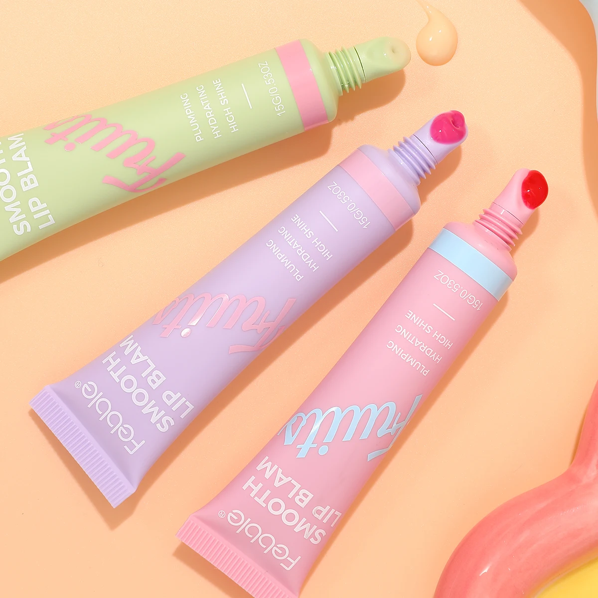 Conjunto de 3 peças, bálsamo labial de brilho labial de gelatina cristalina, hidrata e suaviza linhas labiais, lábios de vidro de cor labial gelatinoso, fragra frutado