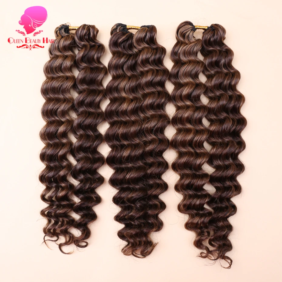 Highlight Deep Wave Feather Crochet Echthaar Unsichtbare Wunderknoten Haarverlängerung 100% Echthaar Farbige Boho Zöpfe – Detail 11