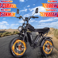 Electric Bike 2000W Dual Brushless Motor 52V40AH Dual Lithium Battery Aldult E-bike 20*4 Inch Fat Tire Mountain Electric Bicycle