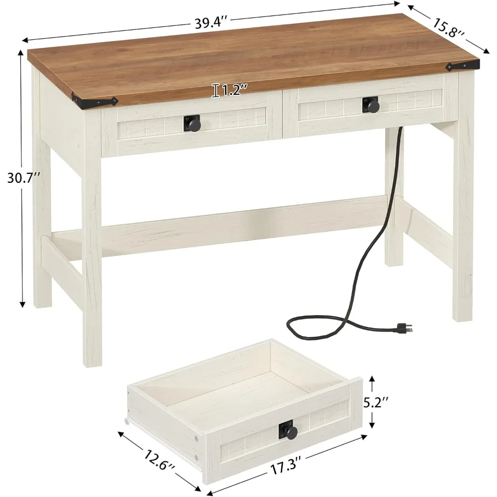 مكتب مكتب صغير الحجم مكون من 39 درجًا ومنافذ طاقة للدراسة والكتابة #2