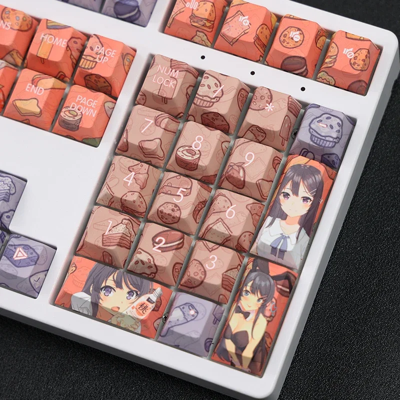 Sakurajima Mai 108 Key Caps PBT 5-side DYE Sublimation Cherry MX Cross Axis Switch Anime Keycap Mechanical Keyboard Gaming Gift