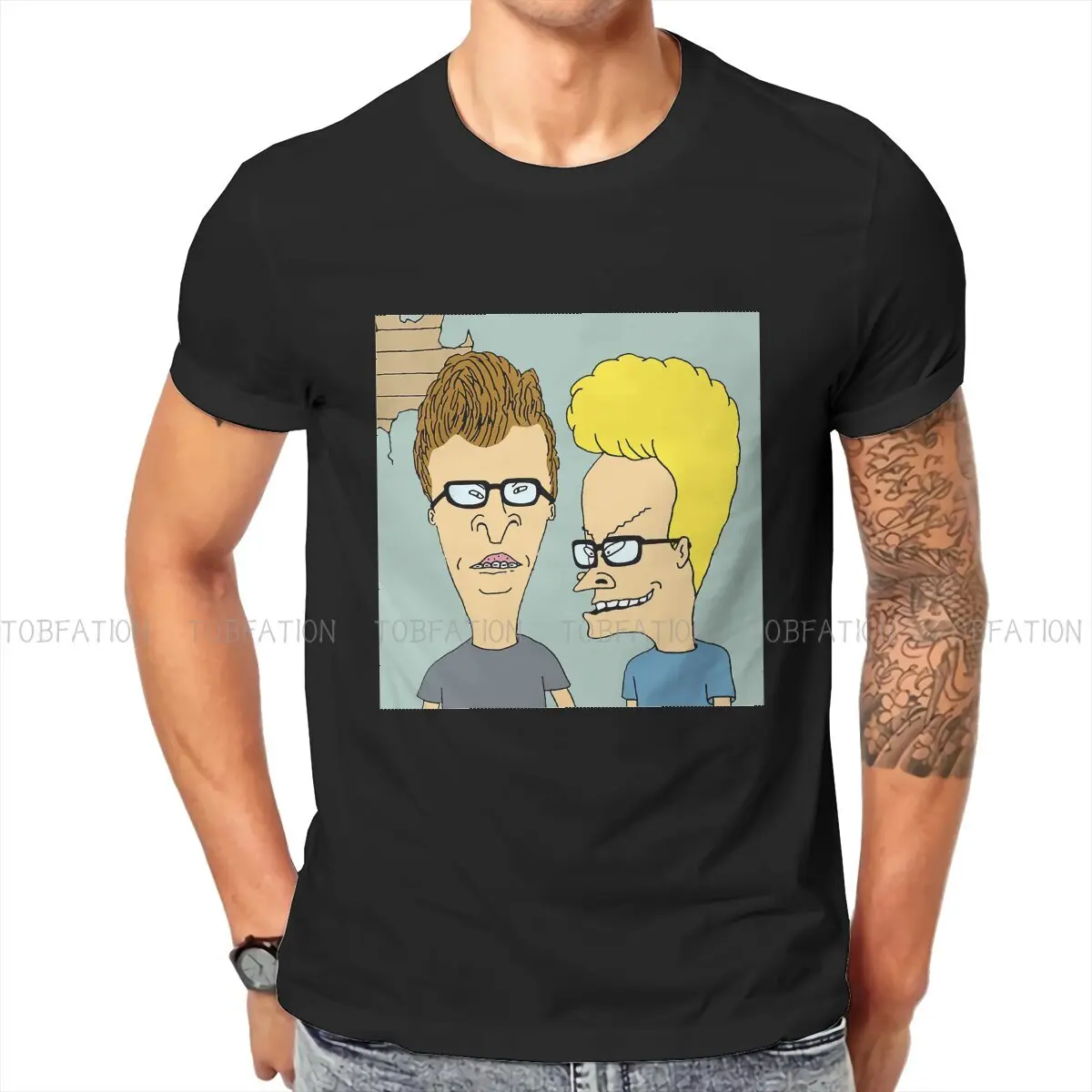 Beavis and Butthead Head Wearing Glass Head Shot Portrait Tshirt Men\'s Polyester Clothing Blusas T Shirt For Men