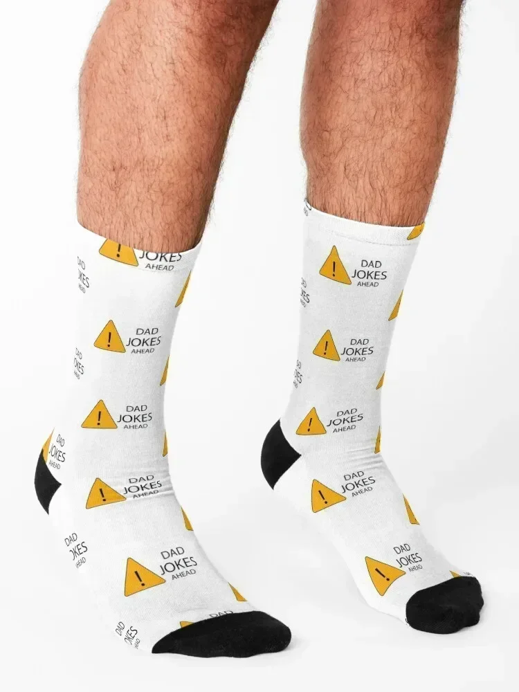 Caution Dad Jokes Ahead, Funny Quote & Sarcastic Father's Day Socks Children's winter thermal set Christmas Women Socks Men's