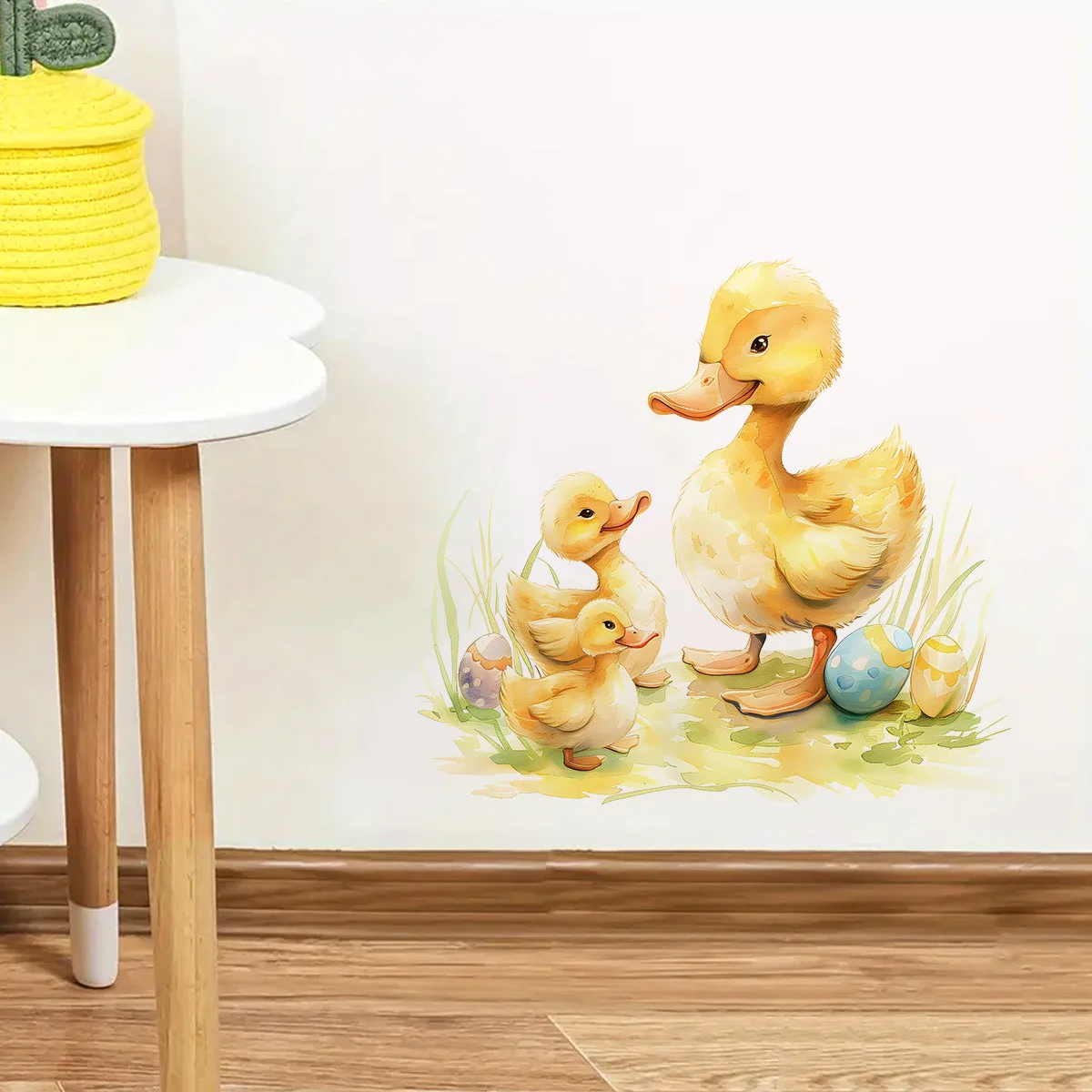 Watercolor Adorable Duck Family Wall Sticker Mother Duck and Duckling Wall Decals for Baby Bedroom Nursery Kids Room Decoration