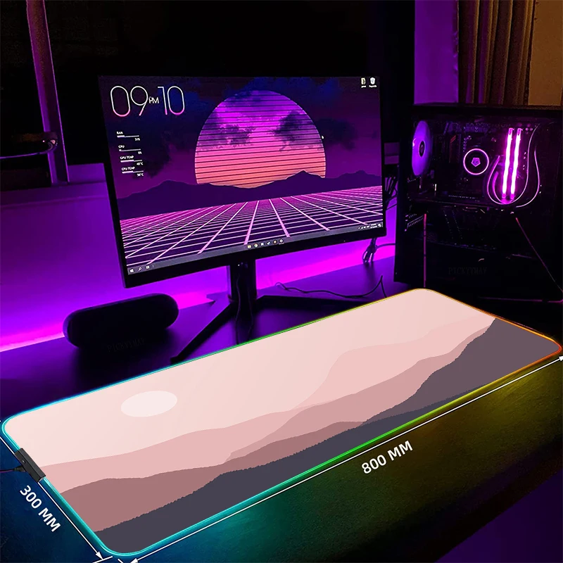 Mount Bright Large RGB Mouse Pad Gaming Mousepad LED Mouse Mat Gamer Mousepads PC Desk Pads RGB Keyboard Mats XXL 35.4x15.7in