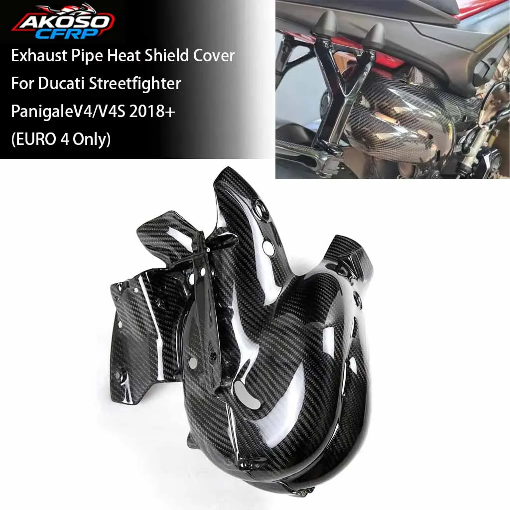 For Ducati Streetfighter PanigaleV4/V4S 2018+(EURO 4 Only) Carbon Fiber Exhaust Pipe Heat Shield Protector Motorcycle Accessorie