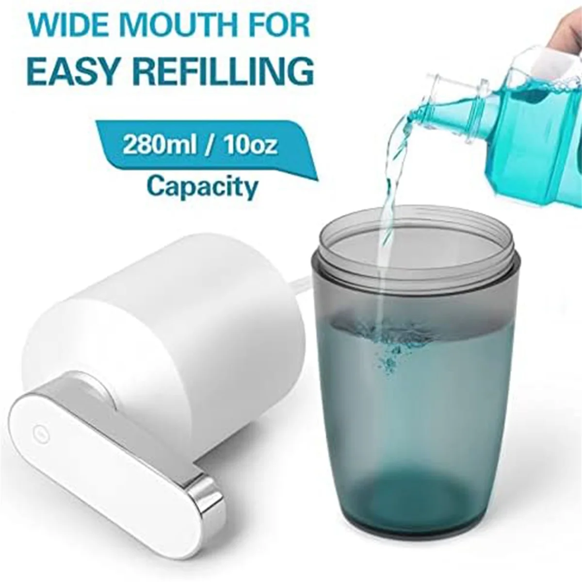 SLQZT Dispenser automatico per collutorio, bottiglia contenitore per pompa dispenser portatile ricaricabile per lavaggio bocca 280 ml/9,47 once