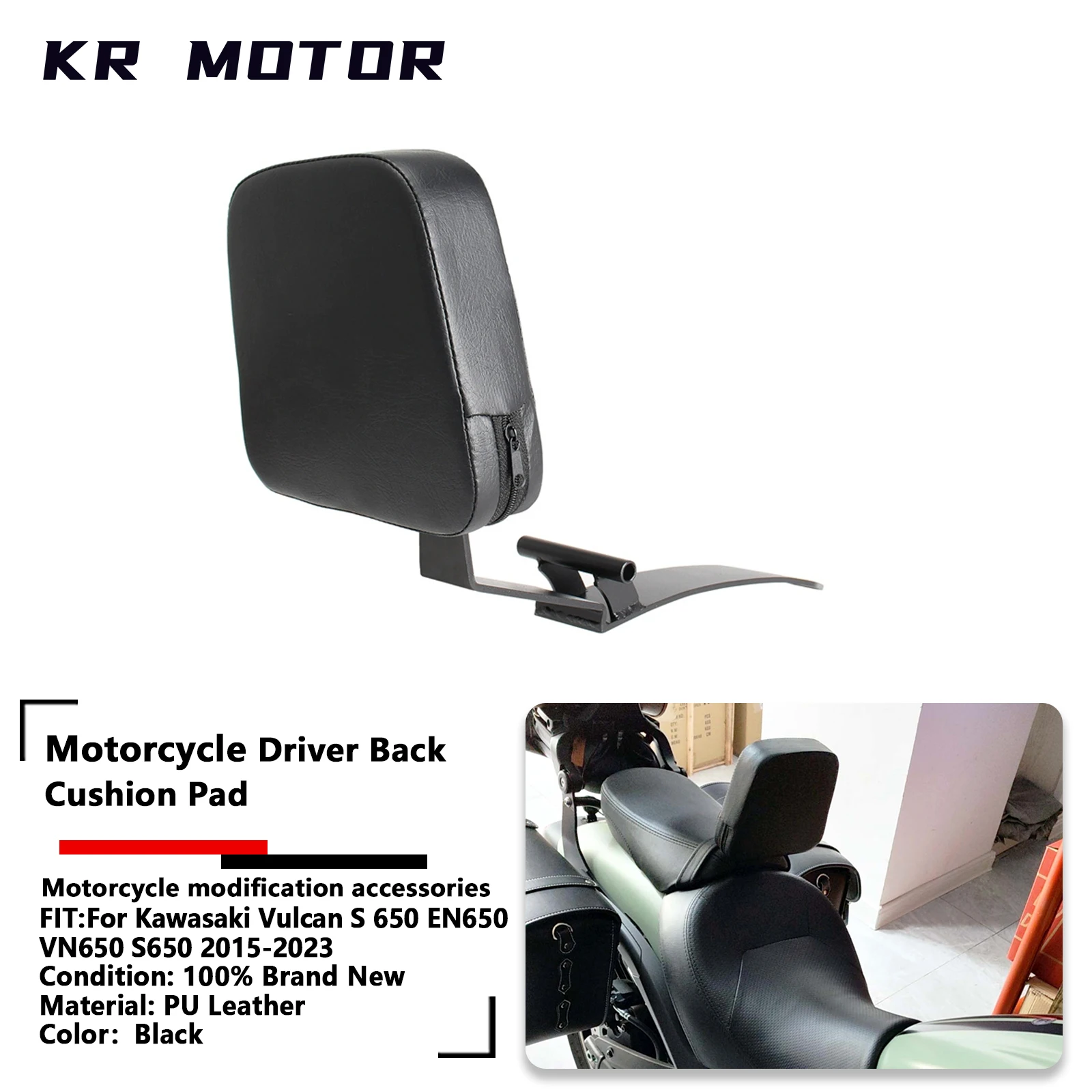

Fit For Kawasaki Vulcan S 650 EN650 VN650 S650 2015-2023 Motorcycle Backrest Rider Solo Seat Sissy Bar Driver Back Cushion Pad