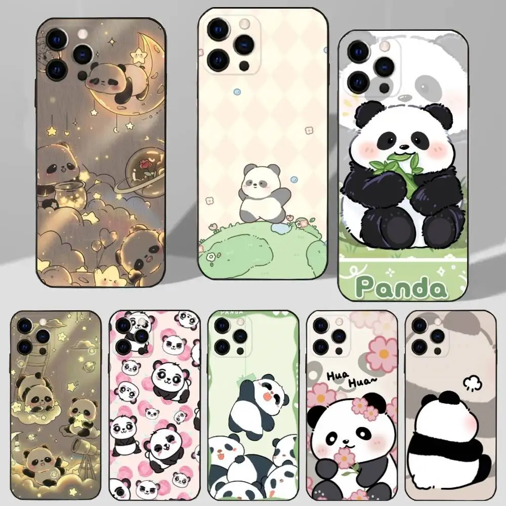 

Cute Panda Bear Cartoon Phone Case For iPhone 16,15,14,13,12,11 Plus,Pro Max,XS,X,XR,SE,Mini,8,7 Soft Silicone Black Cover