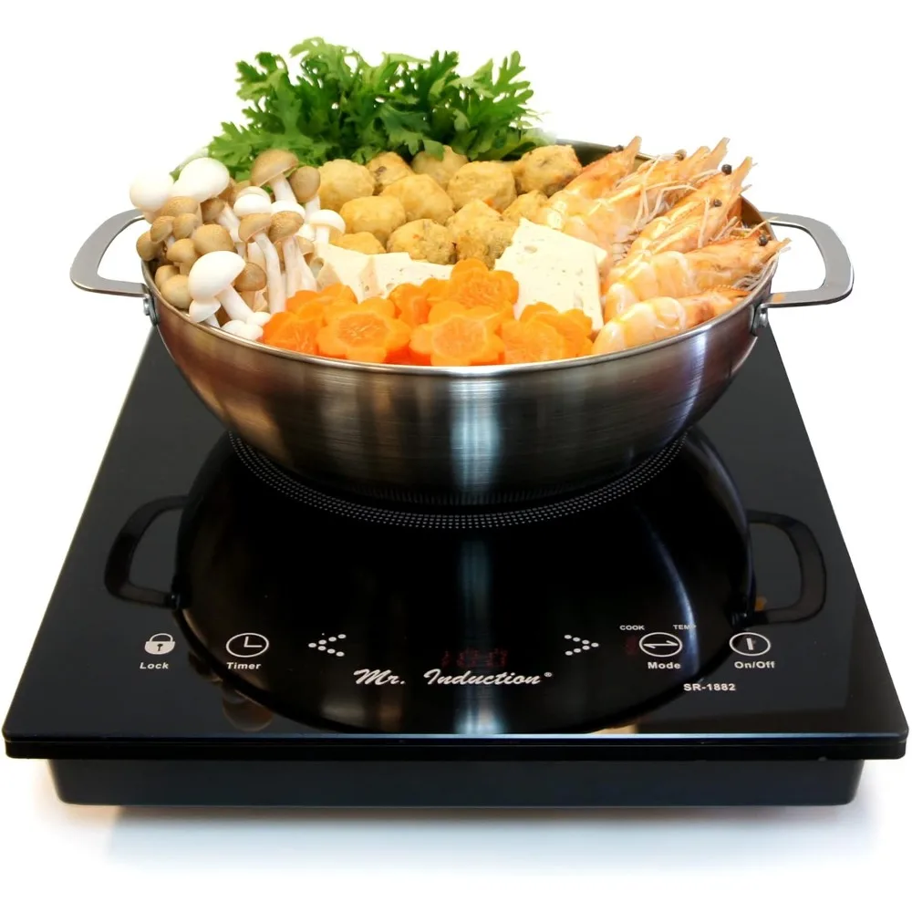 

Combination of 1650W Induction Cooktop (Built-in) + Stainless Steel Pot, Black, 1 INDUCTION COOKER AND 1 POT WITH LID