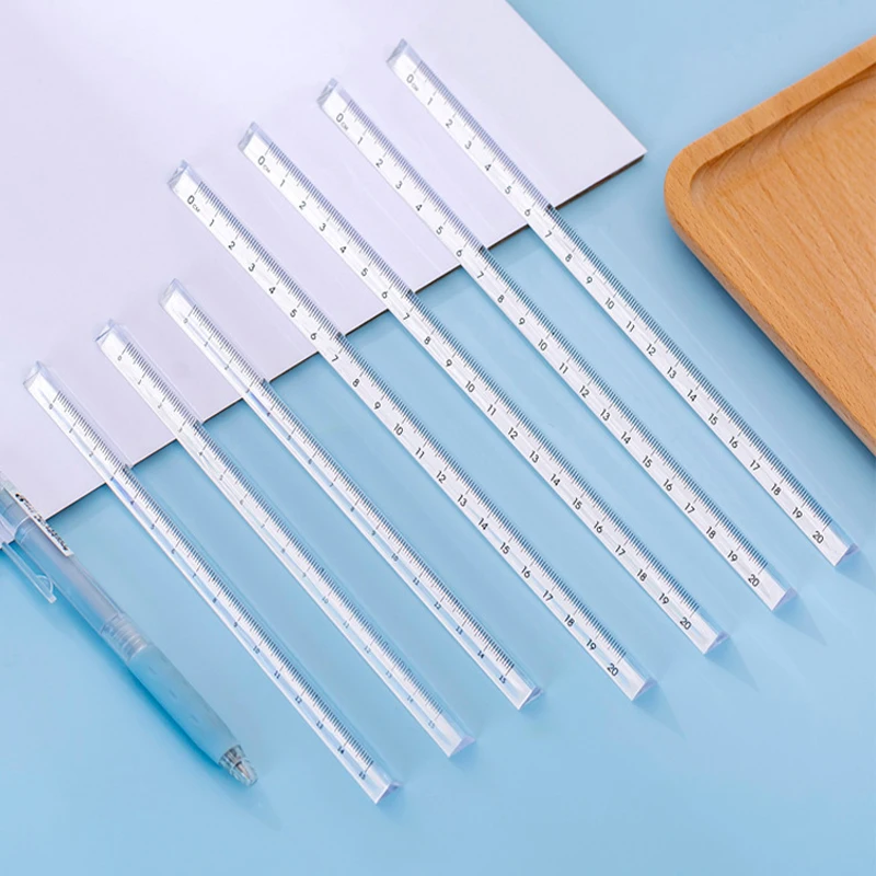 Simples Transparente Triangular Em Forma Reta Régua, Escritório Multifuncional Escala de Medição, Desenho Preciso, 15 cm, 20cm