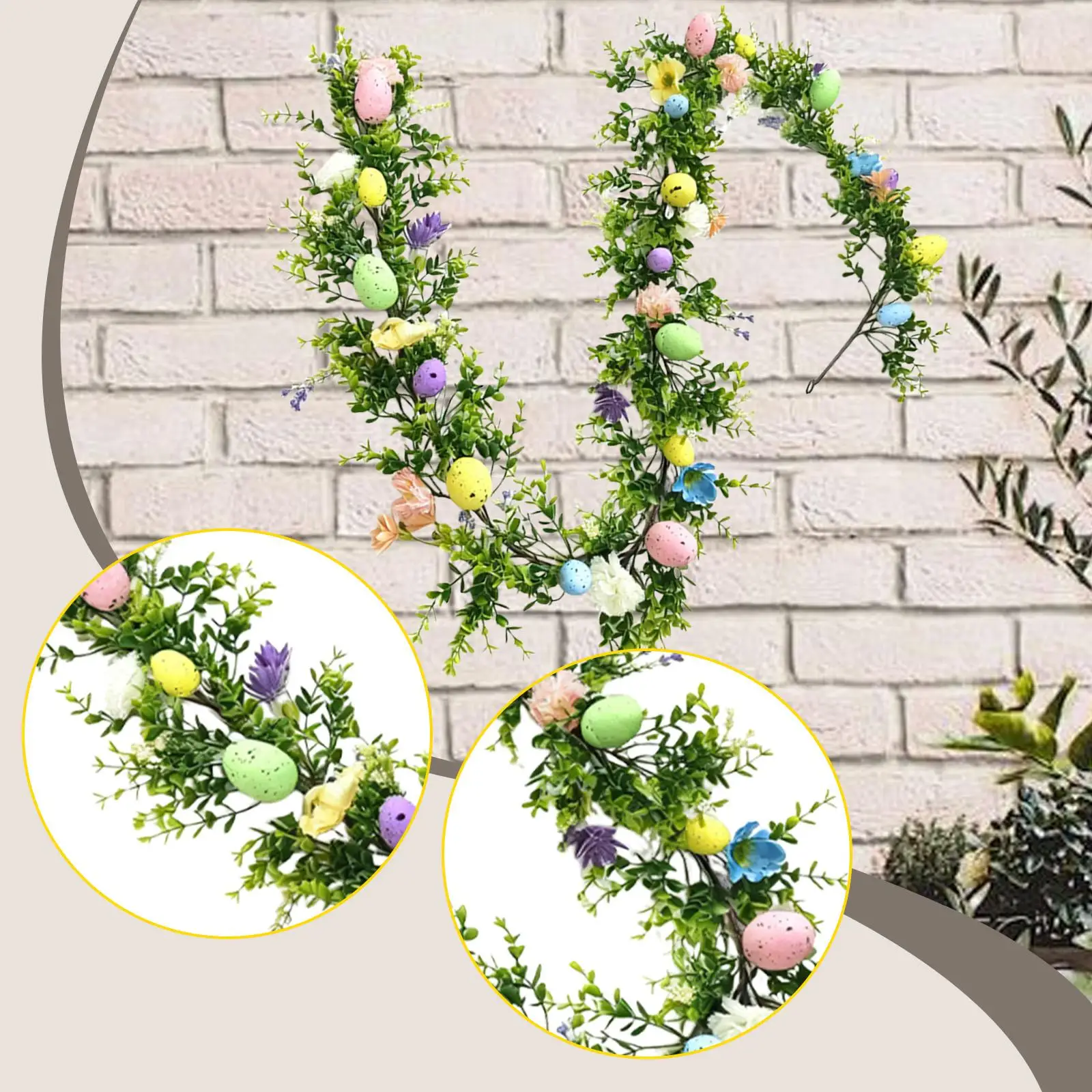 

Easter Egg Garland Ornament Decorative Multifunctional Easter Decor for Table Centerpiece Party Indoor Outdoor Spring Kitchen