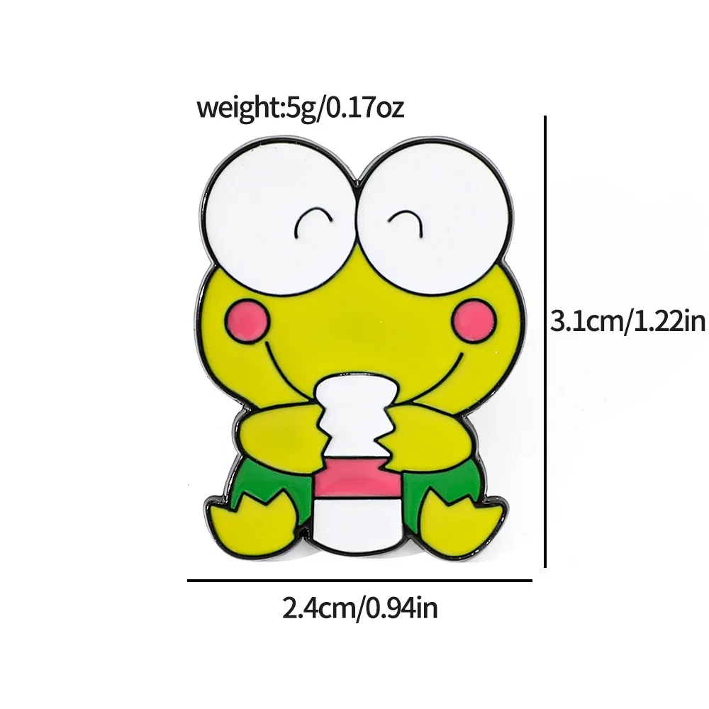 الكرتون سانريو بروش لطيف Keroppi المينا دبوس شارة معدنية مجوهرات على ظهره الملابس والاكسسوارات هدايا لصديق