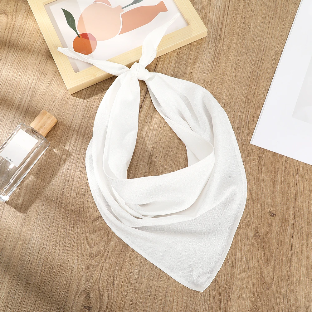 Solid Color Headscarf Elegant White Triangle Hair Scarf Hair Bands Turban Headbands For Women Retro Bandana Hair Accessories