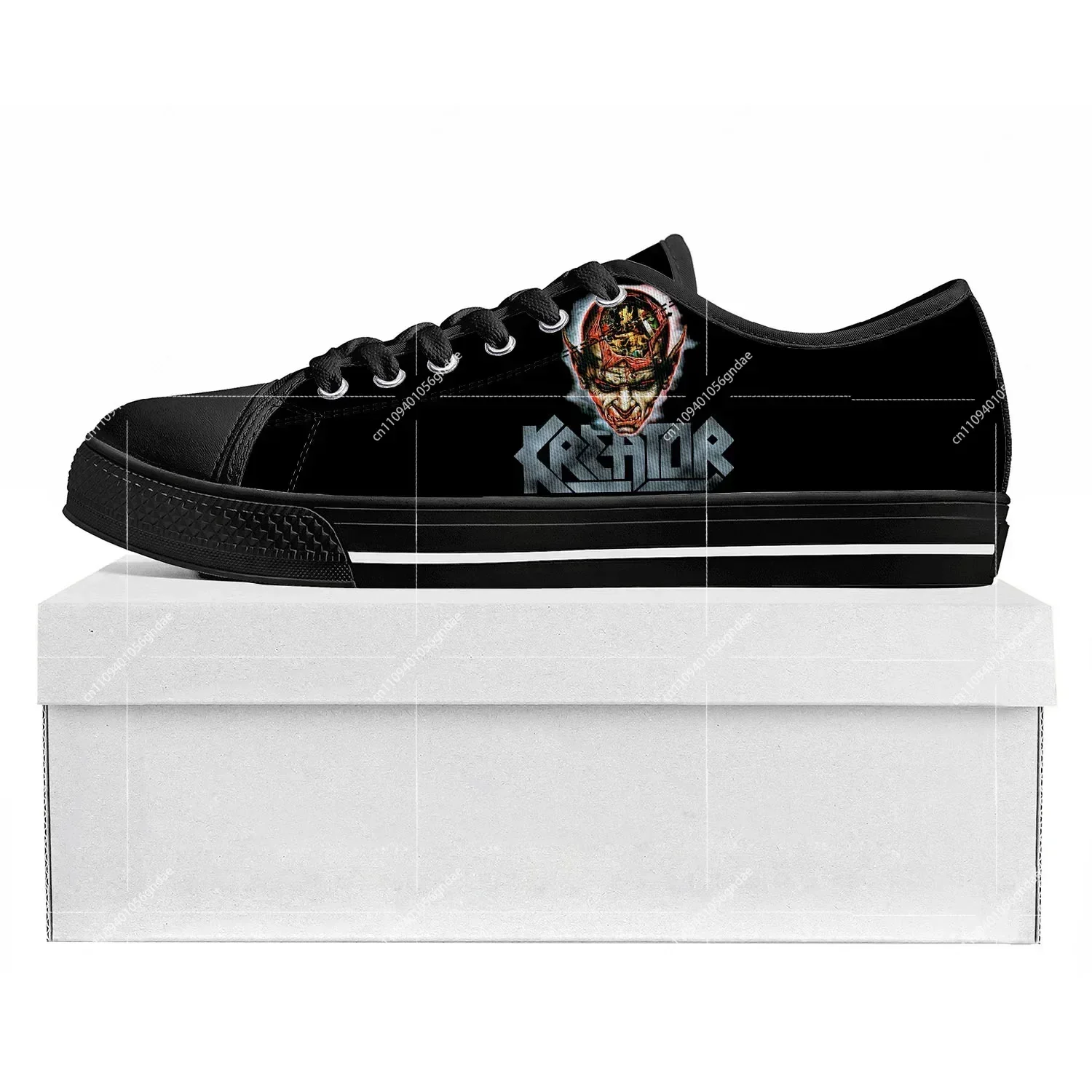 

Kreator Band Low Top Sneakers Mens Womens Teenager Gods of Violence Sneaker Couple Shoes Custom Made Shoe Black