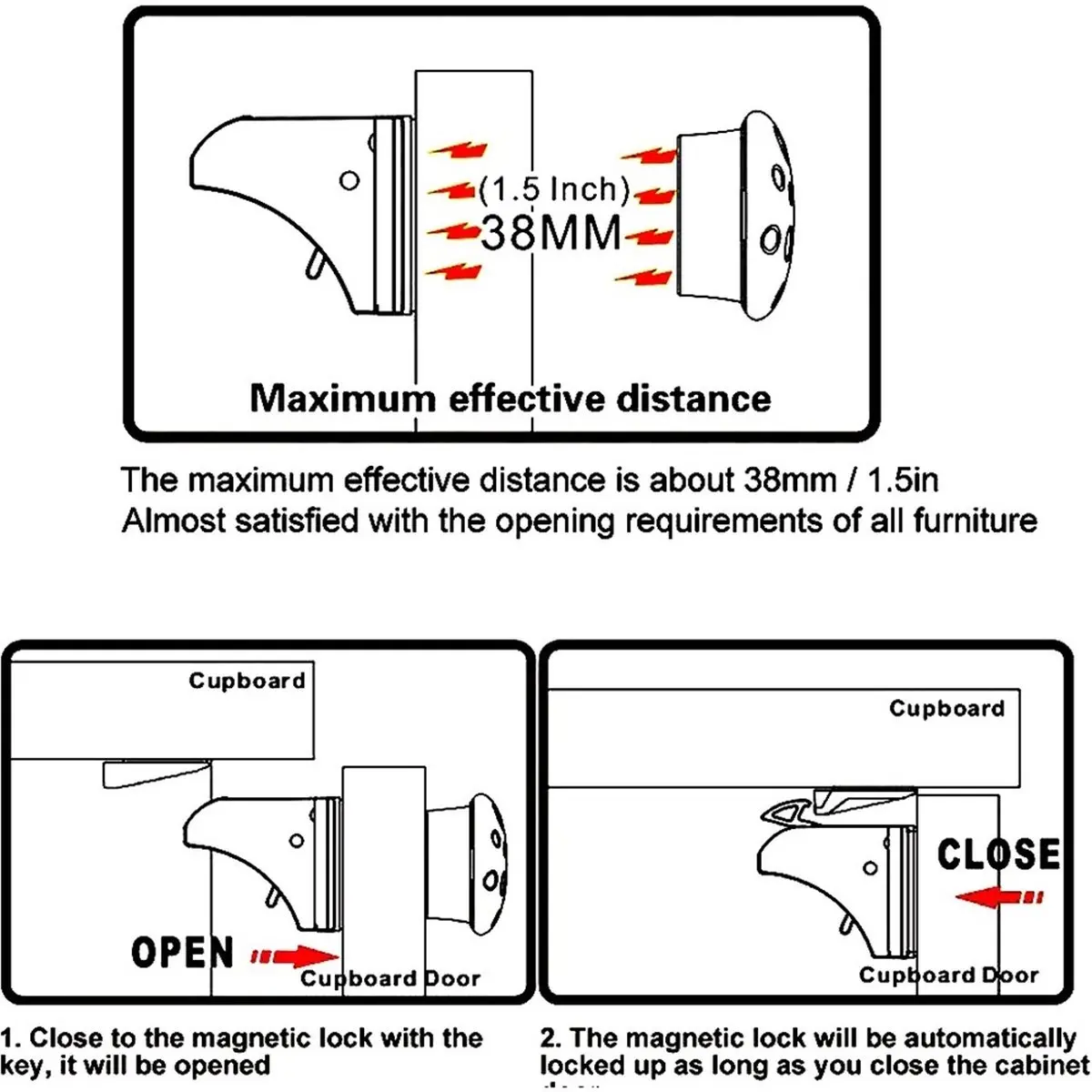 Safety Magnetic Cabinet Locks, White, 10 Pack, Magnetic Latches Install Inside Cupboard Doors and Drawers with Adhesive