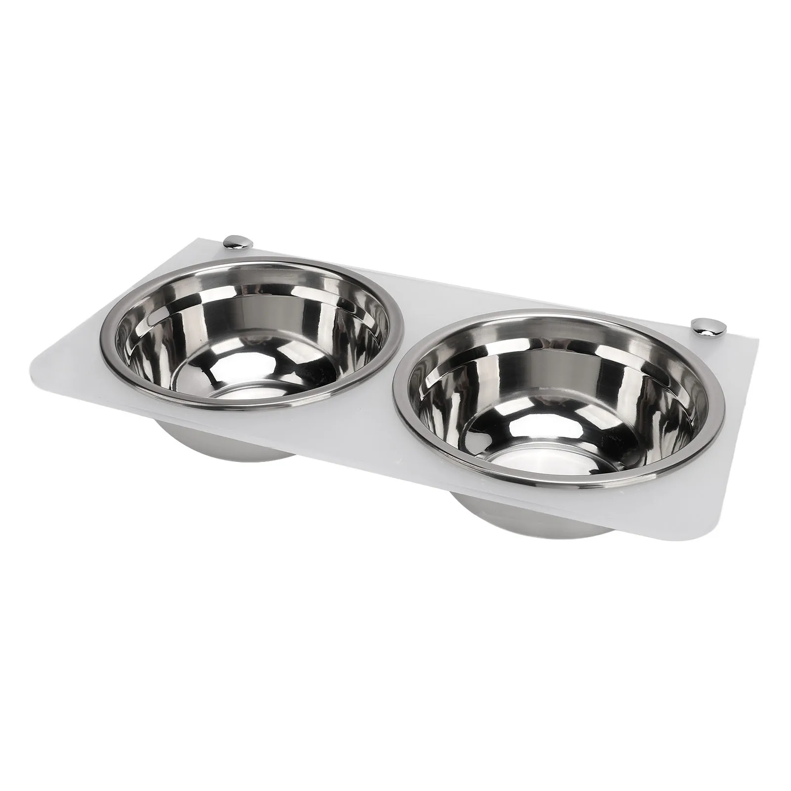 

0.8L Wall Mounted Pet Feeder Stainless Steel Raised Hanging Dog Food Water Bowls with Acrylic Transparent Bracket for Cats Puppy