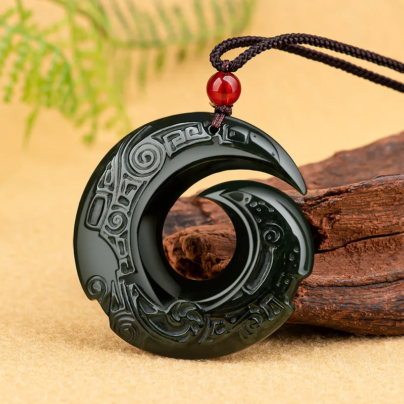 Natural Old Material Hetian Jade Sapphire Luck Turning Pendant Jade Pendant Blessing Necklace for Men and Women Gifts
