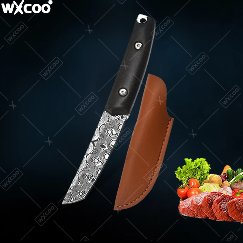 WXCOO Professional Butcher Knife for Kitchen Meat Bone Dividing Knives Stainless Steel Fruit Paring Utility Knife with Cover