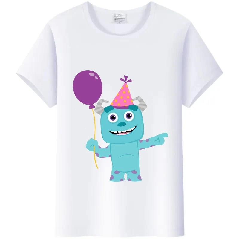 تي شيرت بأكمام قصيرة للرجال والنساء, kawaii, ديزني, حوش, Inc, أبيض, جيمس بي سوليفان, مضحك, mr. q, جرافيك