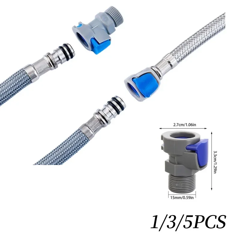 1/3/5PCS M10 To M15*1 Quick Connect Hose Connector Kitchen Faucet Hose Connector Water Hose Pipe Tap Connector Faucet Adapter