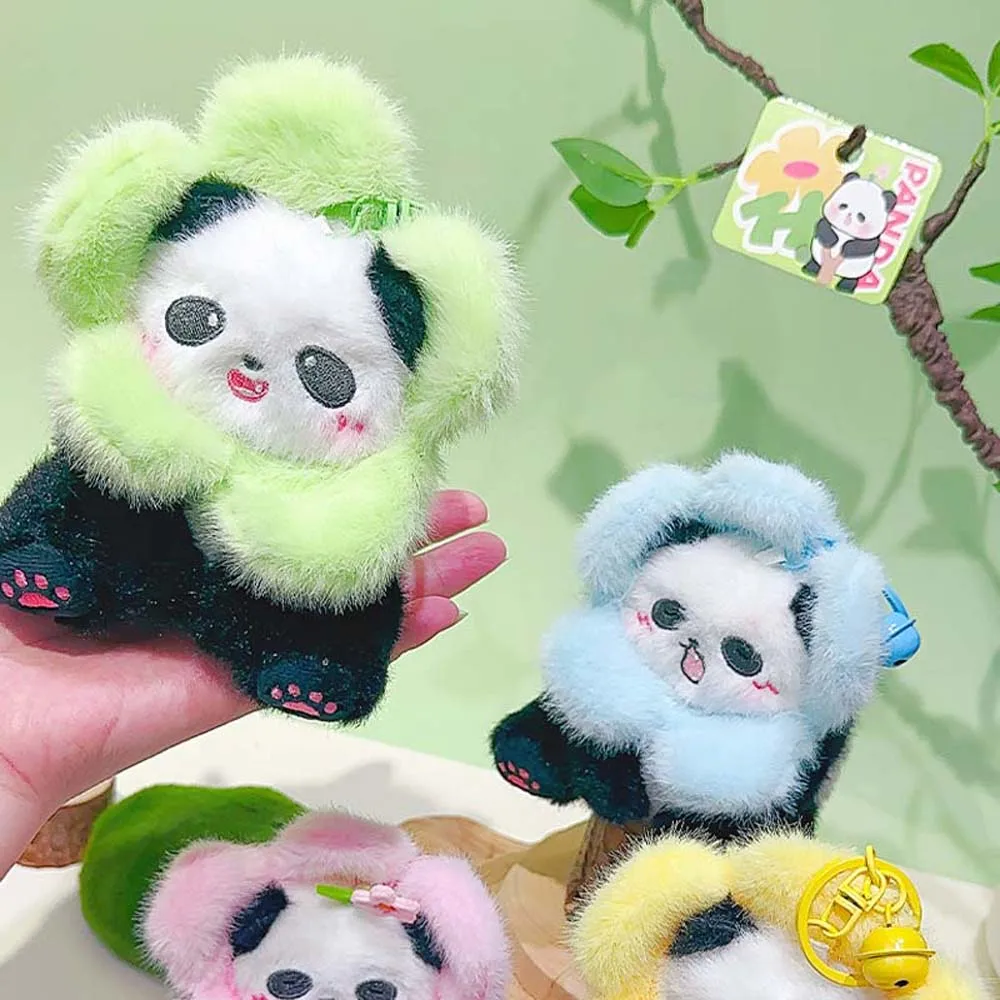 Panda Keychain Cartoon Panda Plush Keyring Flower Chinese Style Animal Plush Pendant Soft Toys Panda Plushies Dolls Kids Couple