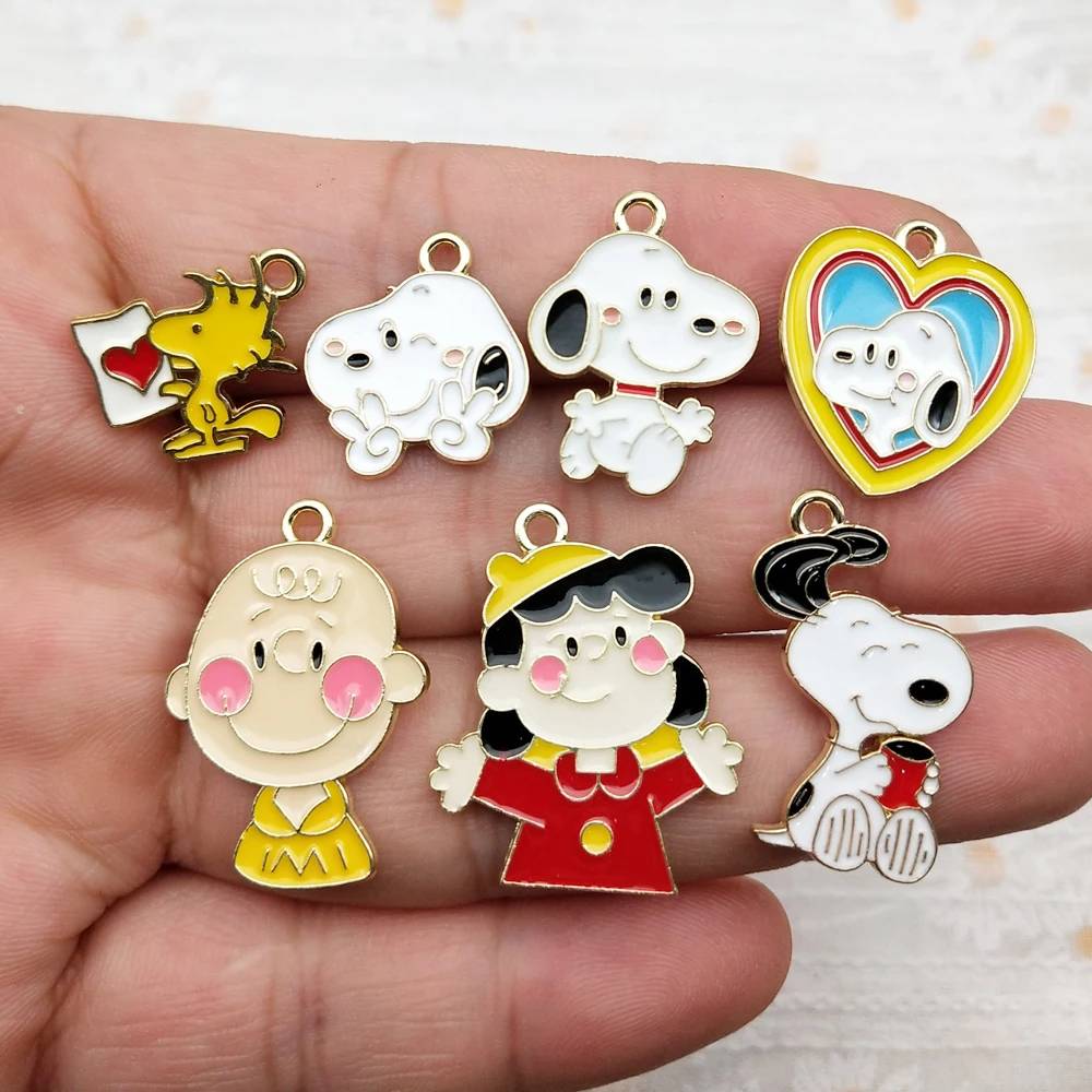 10pcs Cartoon Charm for Jewelry Making Enamel Bracelet Phone Keychain Earring Pendant Diy Accessories Alloy Metal Gold Plated