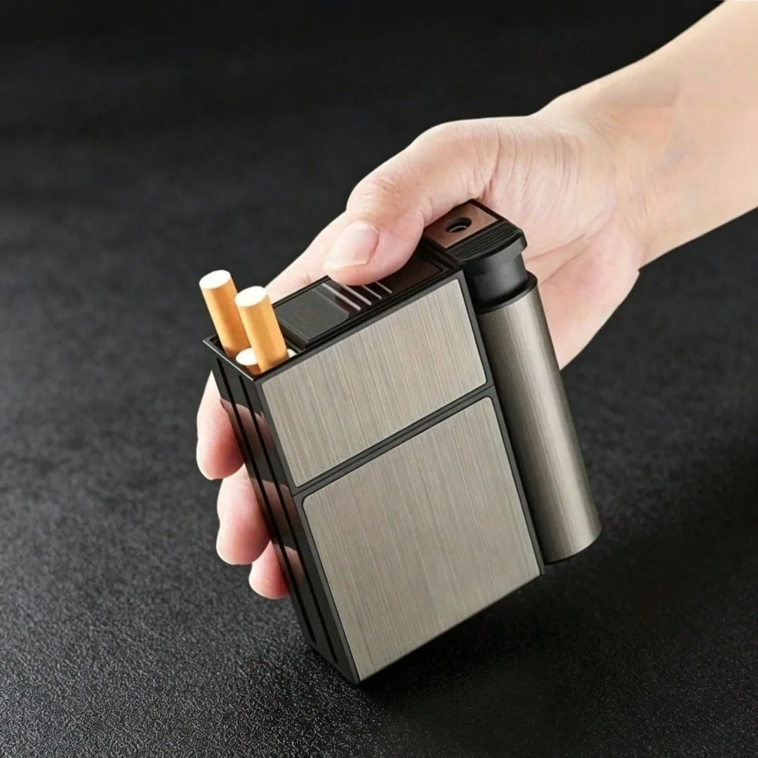 20PCS Capacity Metal Cigarette Box Case for 84mm Size with Lighter Case, Creative Cigarette Holder Anti Pressure Moisture-proof image 4