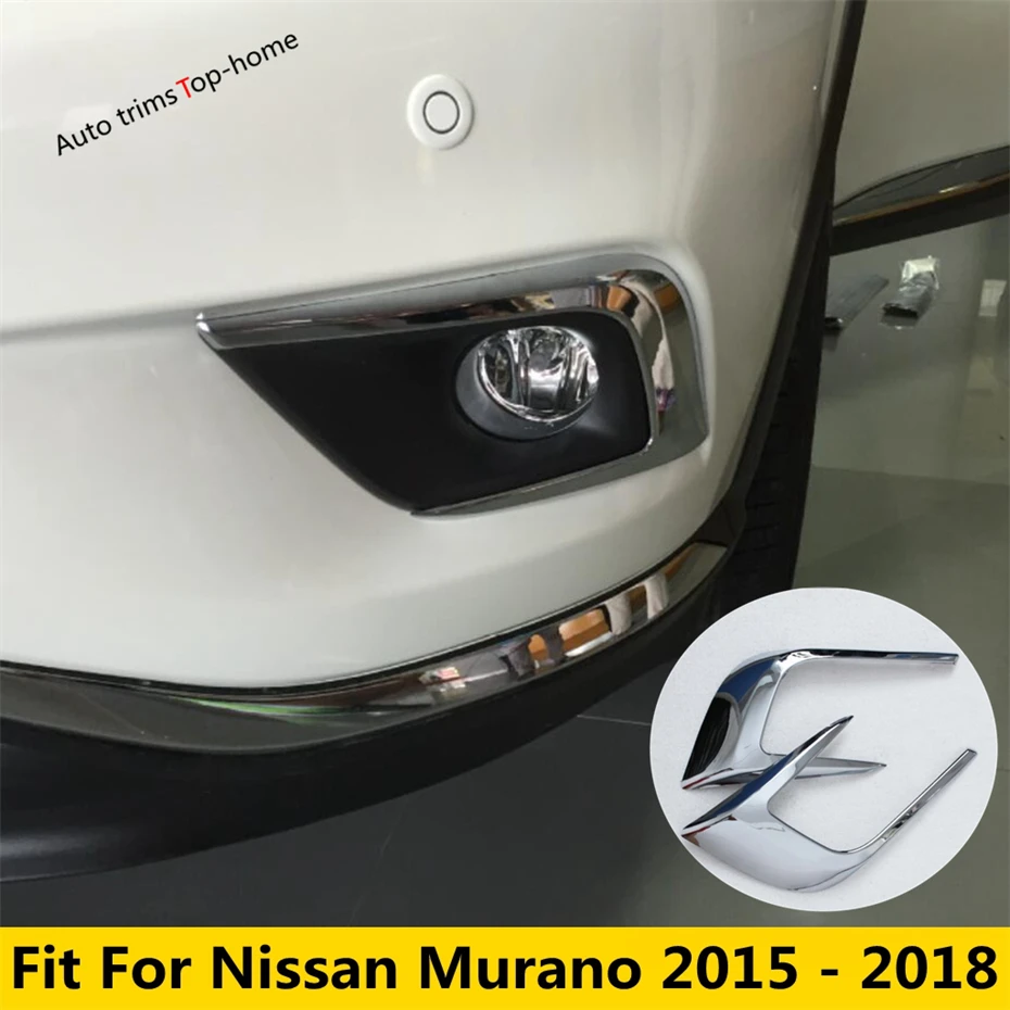 

Fit For Nissan Murano 2015 - 2018 Front Fog Lights Lamps Decor Frame Eyebrow Strip Cover Trim ABS Chrome Exterior Accessories