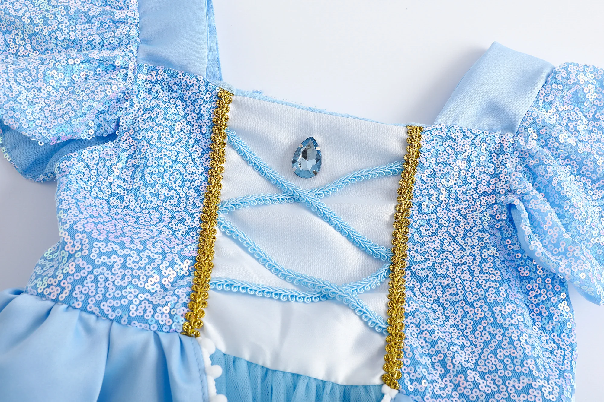 فستان أميرة ديزني سندريلا الفاخر للفتيات والأطفال، ثوب حفلة من الدانتيل الأزرق، ملابس تنكرية للهالوين، ملابس أميرات الكرنفال