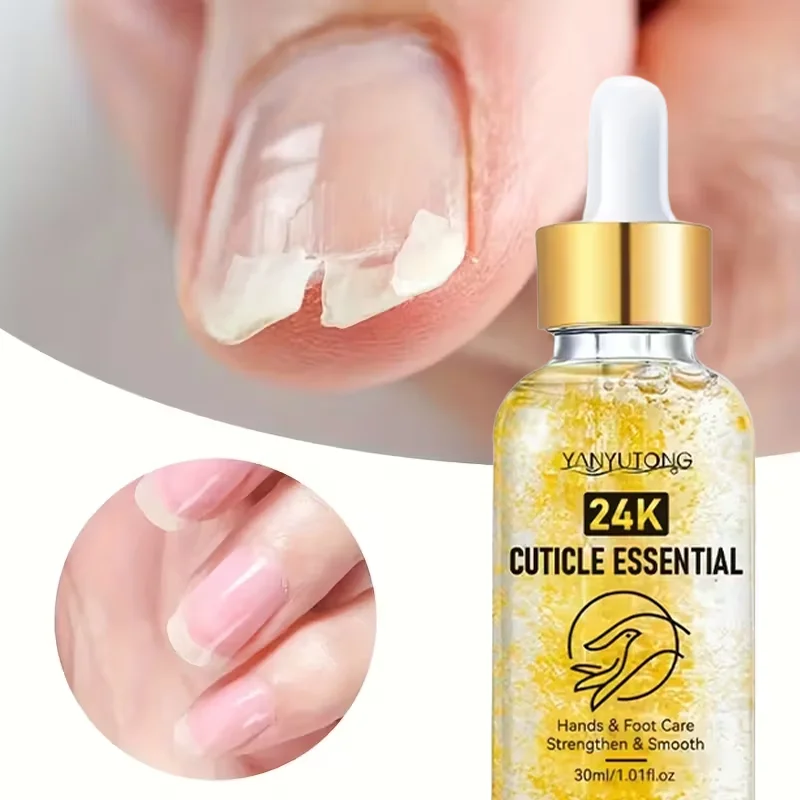 24K Cuticle Essential Oil 30ml Deep Nourishing Nail Care Dry Cracked Heel Toenail Enhancement Nail Strength Smooth Nail Care Oil