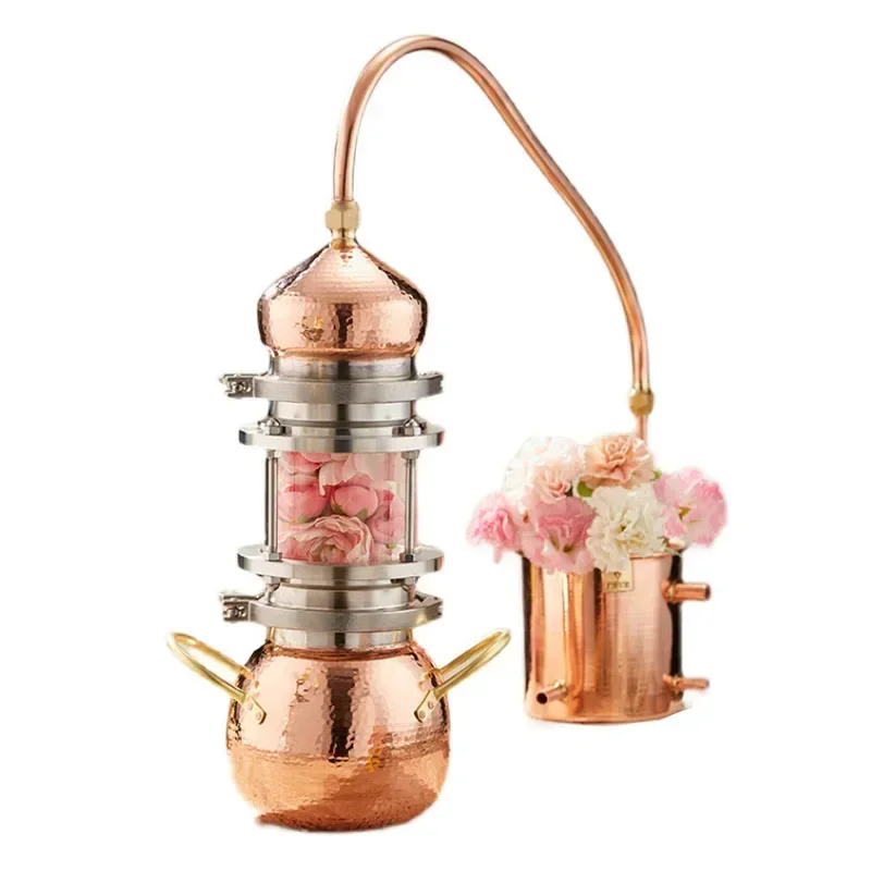 Red Copper Essential Oil Distiller Pure Dew Distillation Machine Household Small Distillator Retro Pure Red Copper Brandy