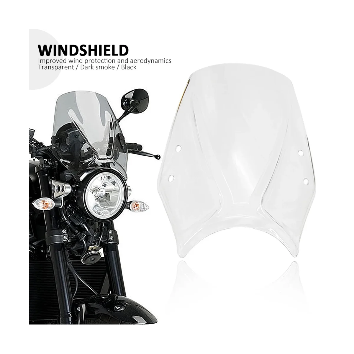 Motorcycle Windscreen Windshield Deflector with Bracket for YAMAHA XSR 900 XSR900 XSR700 Xsr700 2016-(Transparent)