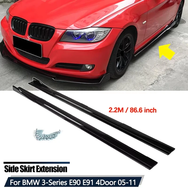 

For BMW Accessories 3 Series E90 E91 320i 330i 2005-2011 Car Side Skirts 2.2M 86.6inch Extension Rocker Panels Lip Bumper ABS