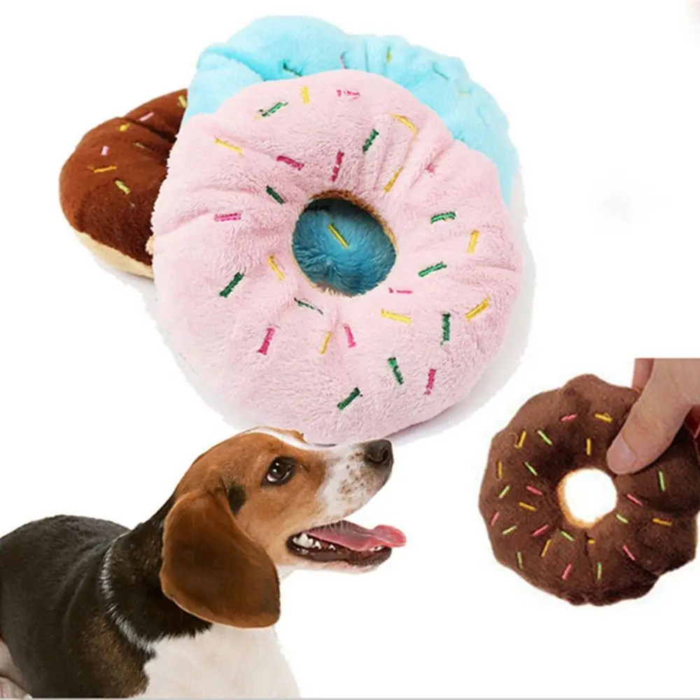 Hot Sale Squeaky Squeaker Lovely Puppy Sound Dog Toy 3 Color Donut Pet Toys