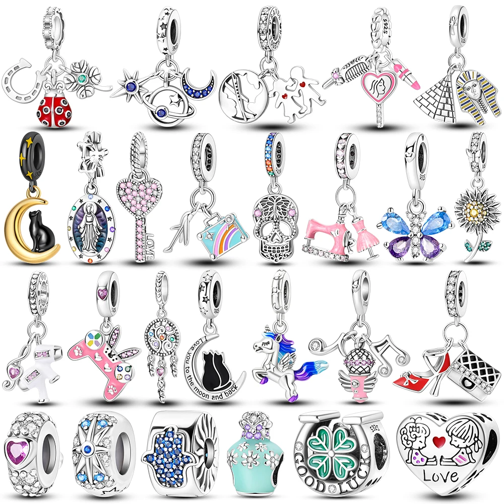 

Подвески из стерлингового серебра 925 пробы с подсолнухом и божьей коровкой, подходят для оригинальных браслетов с бусинами, подвеска, висячие ювелирные изделия «сделай сам», женский подарок