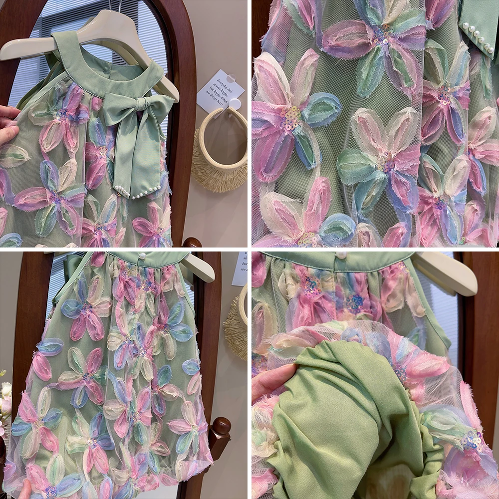 Bär Führer Mädchen Kleid 2025, Sommer Neue Mädchen Kleid Prinzessin Kleid Kleines Mädchen Mode Bunte Blume Garn Kleider Kind Kleidung – Detail 16