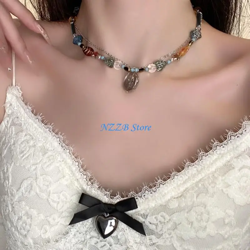 

T21F Aesthetic Party Jewelry Colorful Beaded Necklace Handmade Chain Jewelry Beads Jewelry Suitable for Women and Girls
