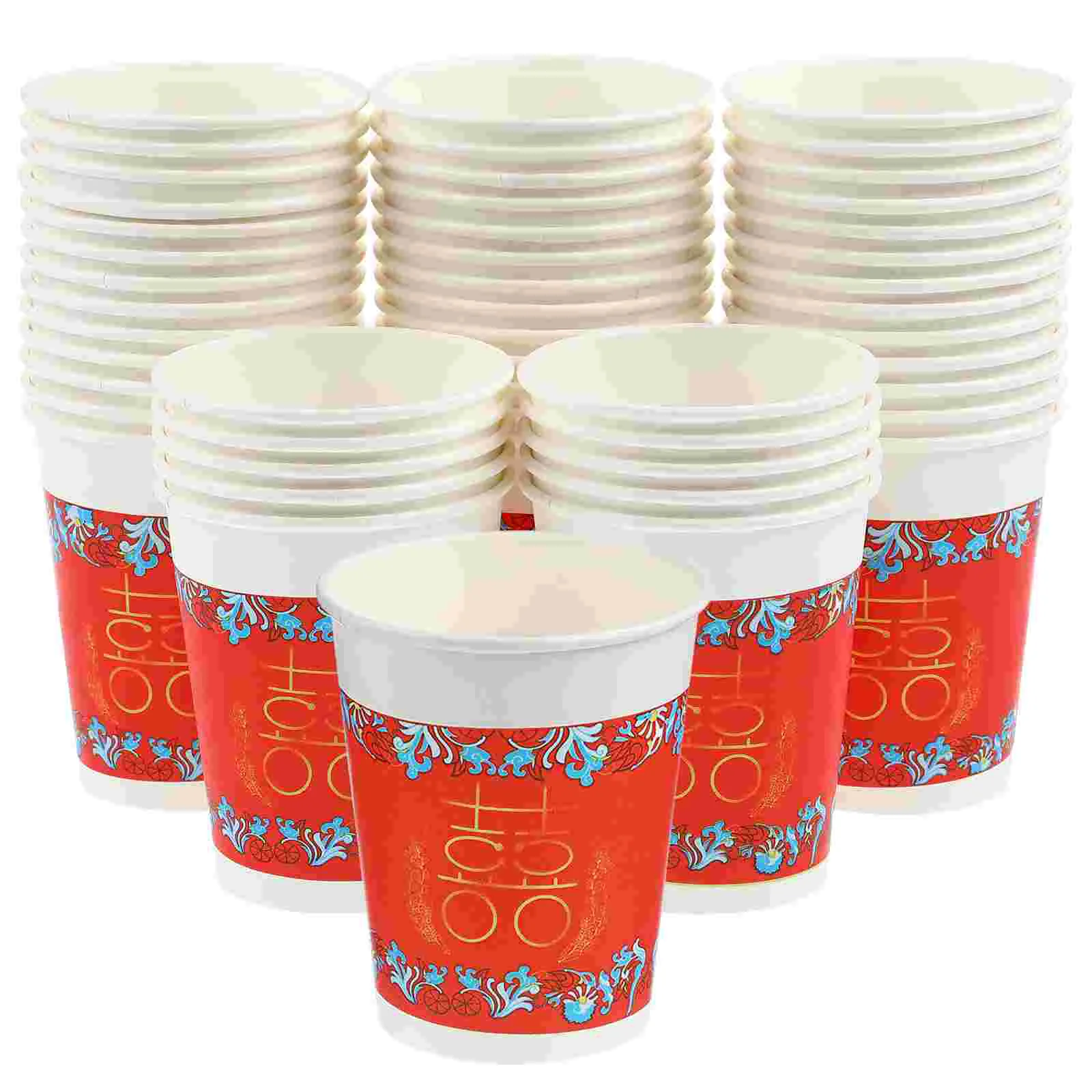 Red Paper Cups Coffee Mugs Drinking Holders Chinese Wedding Supplies Bride Espresso