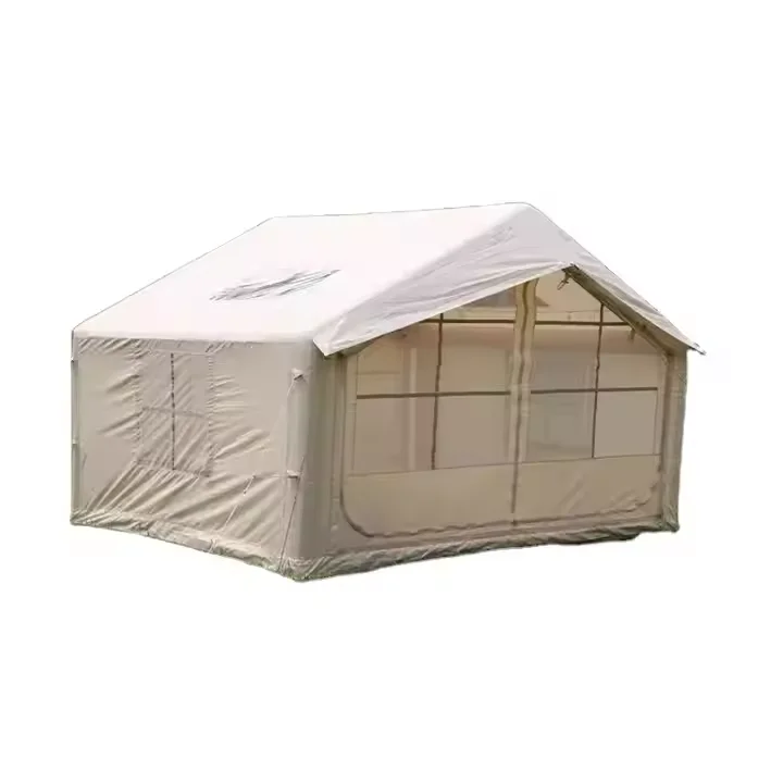 House Shape Inflatable Camping Tent Pump Four-season Oxford Cloth Two Bedrooms Living Room for Outdoor Hiking Travel