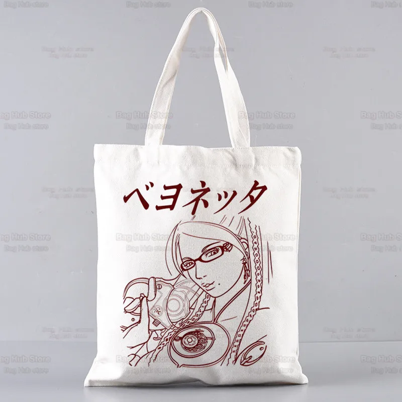 Game Bayonetta Shopper Bags Shopping Bag Tote Bag Shoulder Bag Canvas Bags Large Capacity College Handbag