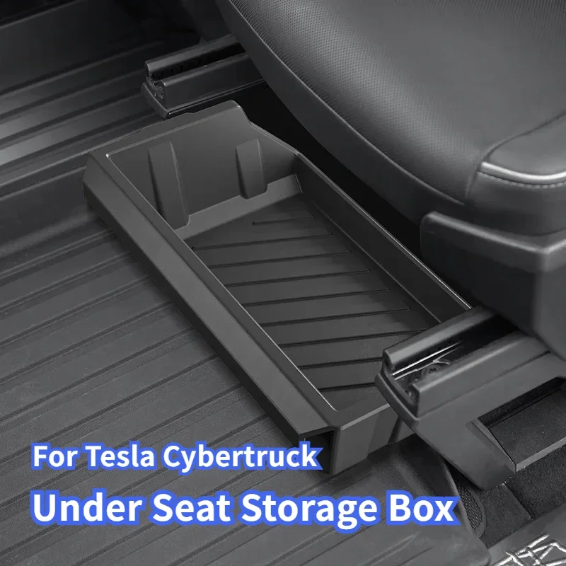 For Tesla Cybertruck 2024 Under-seat Storage Box TPE Front Seats Drawer Hidden Storage Tray Car Accessories for Cyber Pickup