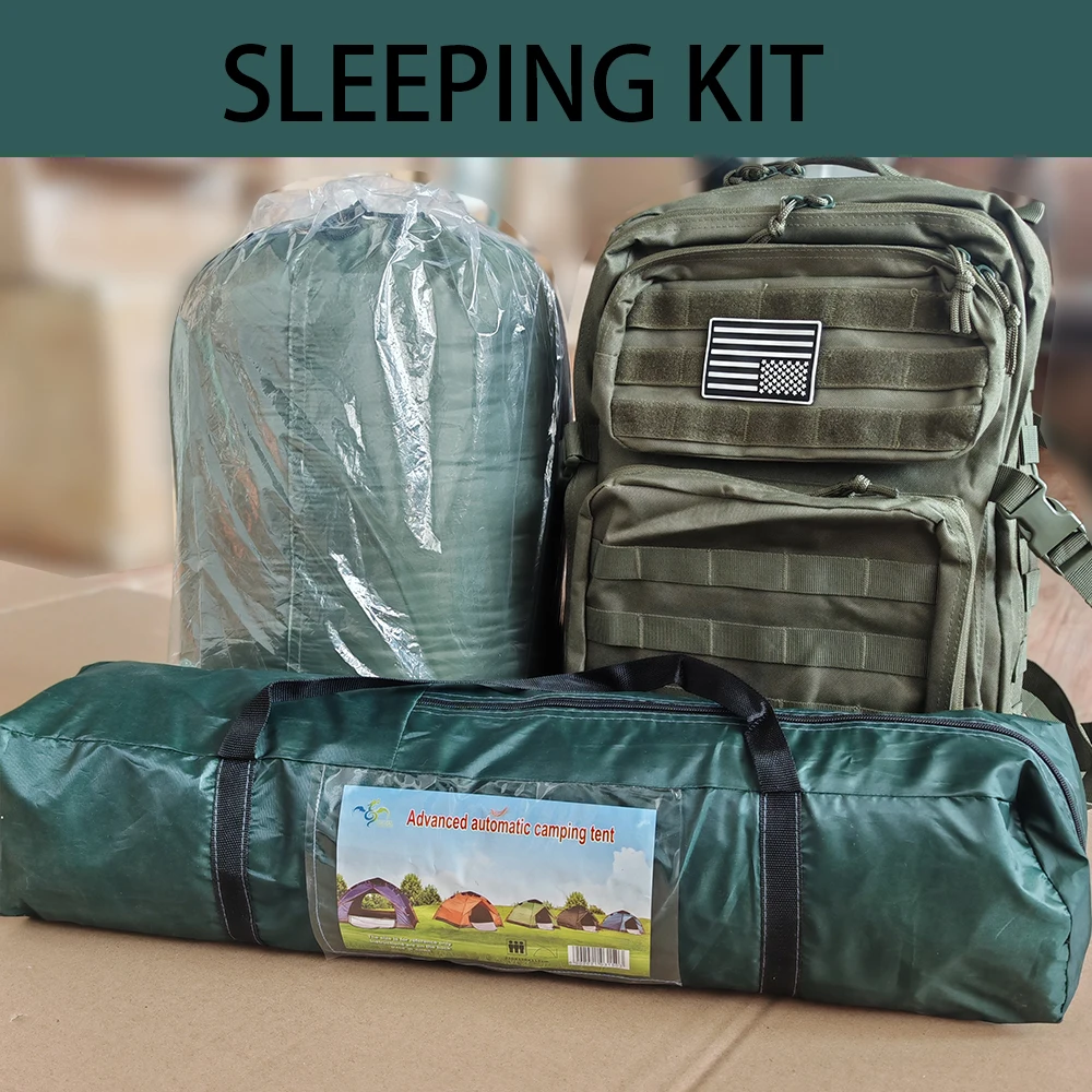 Custom 2-3 Person Professional Outdoor Survival Gear Kit 72-Hour Emergency Travel Hiking Backpacking Sleeping Bag Tent Camping