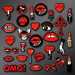 Cross Kiss Lipstick DIY Cloth Badges Patch Embroidered Applique Sewing Clothes Stickers Apparel Accessories Badge Patches